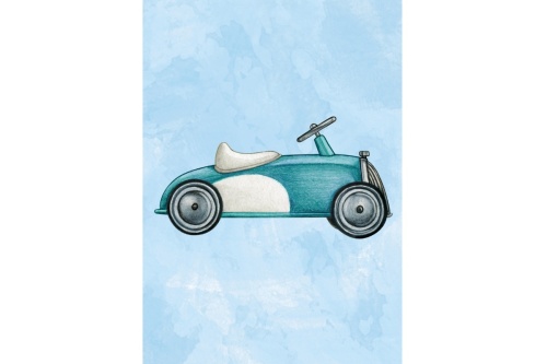 Blauwe auto - poster