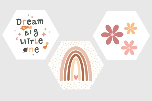 Regenboog set - Hexagon 